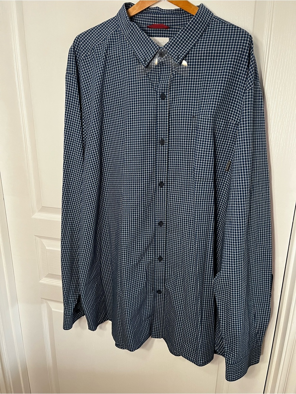 Columbia Men's Navy Checked Long-Sleeve Button-Down Shirt New Size 4XLT